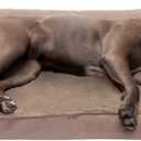 Furhaven Orthopedic Dog Bed for Large/Medium Dogs w/ Removable Bolsters & Washable Cover, For Dogs Up to 55 lbs - Plush & Suede Sofa - Almondine, Large (36.0"L x 27.0"W x 6.5"Th, (Plush & Suede) Almondine)