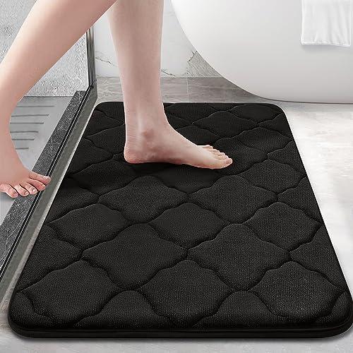 Bath Mat Rug, 23x16, Ultra Soft Non Slip and Absorbent Bathroom Rug, Machine Wash Dry, Comfortable, Thick Bath Rug Carpet for Bathroom Floor, Tub and Shower, Black