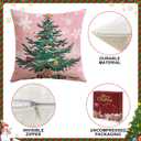 Artscope Christmas Tree Snowman Throw Pillow Covers 18x18 Inch Set of 4, Let It Snow Holly Jolly Winter Hoilday Christmas Decoration Pillow Cases for Home Sofa Couch Decor-Pink