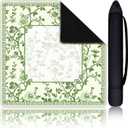 Chinoiserie Mahjong Mat with 1 Carrying Bag 31.5" x 31.5" Green and White Rubber Anti Slip and Noise Reduction Multi Purpose Game Table Cover for Mahjong, Card, Board Tile Games