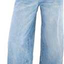Women's Wide Leg Boyfriend Jeans Straight Leg Denim Pants Low Rise Baggy Casual Loose Jeans (Dark Blue, XS)