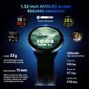 Smartwatch for Swimming 5ATM with GPS, Compass, AI Swim Analysis, Heart & Sleep Tracking, 100+ Sports Modes, HD Display, Long Battery Life, Fitness & Outdoor Training Watch - Men & Women (BLACK)