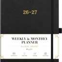 2026-2027 Planner - Weekly and Monthly Planner 2026-2027, Jul.2026 - Jun.2027, 9" x 11", 26-27 Calendar Planner with Inner Pocket + Bookmarks+ Leather Hardcover, Black