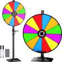 24" Prize Wheel - Dual Use Tabletop or Height Adjustable Floor Stand Heavy Duty Spinner Wheel of Fortune with 12 Slots & Dry Erase & Eraser for Carnival, Trade Show, Fortune Spinning Game