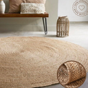 FRELISH DECOR Handwoven Jute Area Rug - 6 feet Round - Natural Yarn - Rustic Vintage Beige Braided Reversible Rug - Eco Friendly Rugs for Bedroom - Kitchen - Living Room - Farmhouse (6' Round)