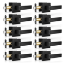 10 Pack Matte Black Door Handles Privacy Door Levers, Heavy Duty Bed and Bath Door Locks Interior Door Knobs, Reversible Keyless Flat Levers with Square Rosette