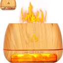 Essential Oil Diffuser 3 in 1 200ML Ultrasonic Essential Oil Diffuser Simulation Flame Humidifier Colorful Light Mist Diffuser Wood Grain Aroma Diffuser for Office Home