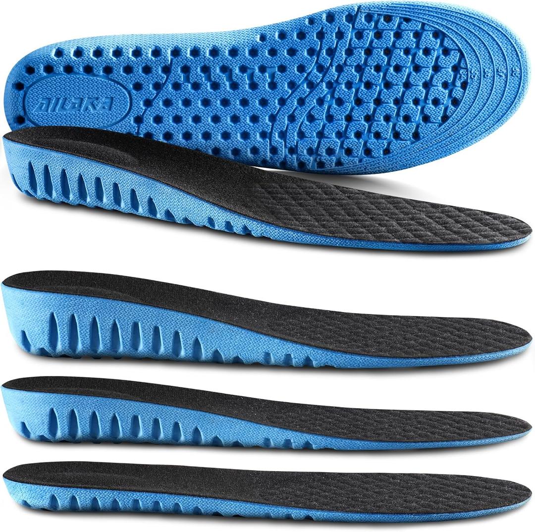 Ailaka Height Increase Insoles for Men Women, Honeycomb Shock Absorbing Cushion Shoe Height Insoles Men Women, Replacement Sports Shoe Inserts (Men 10.5-13.5 M/Women 12-15 M, Blue, Heel Height: 2.5 Cm)