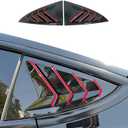 Rear Side Window Louvers Suitable for Tesla Model 3 2017-2024 Accessories Air Vent Scoop Shade Cover Sport Blinds - Bright Black & Red Edge