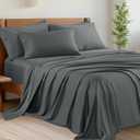 Shilucheng 6 Piece King Sheet Sets, Cooling Sheets, Blend Rayon Derived from Bamboo, Deep Pocket Up to 16", Breathable & Soft Bed Sheets, Hotel Silky Bedding Set, Dark Grey (King (6 Piece Set), 01 - Dark Grey)