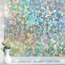 DOWELL Window Privacy Film Rainbow Film, Stained Glass Decorative Sticker, Static Cling Non-Adhesive Glass Clings, Sun Blocking Heat Control Window Coverings for Home Door, 17.5" x 78.7"