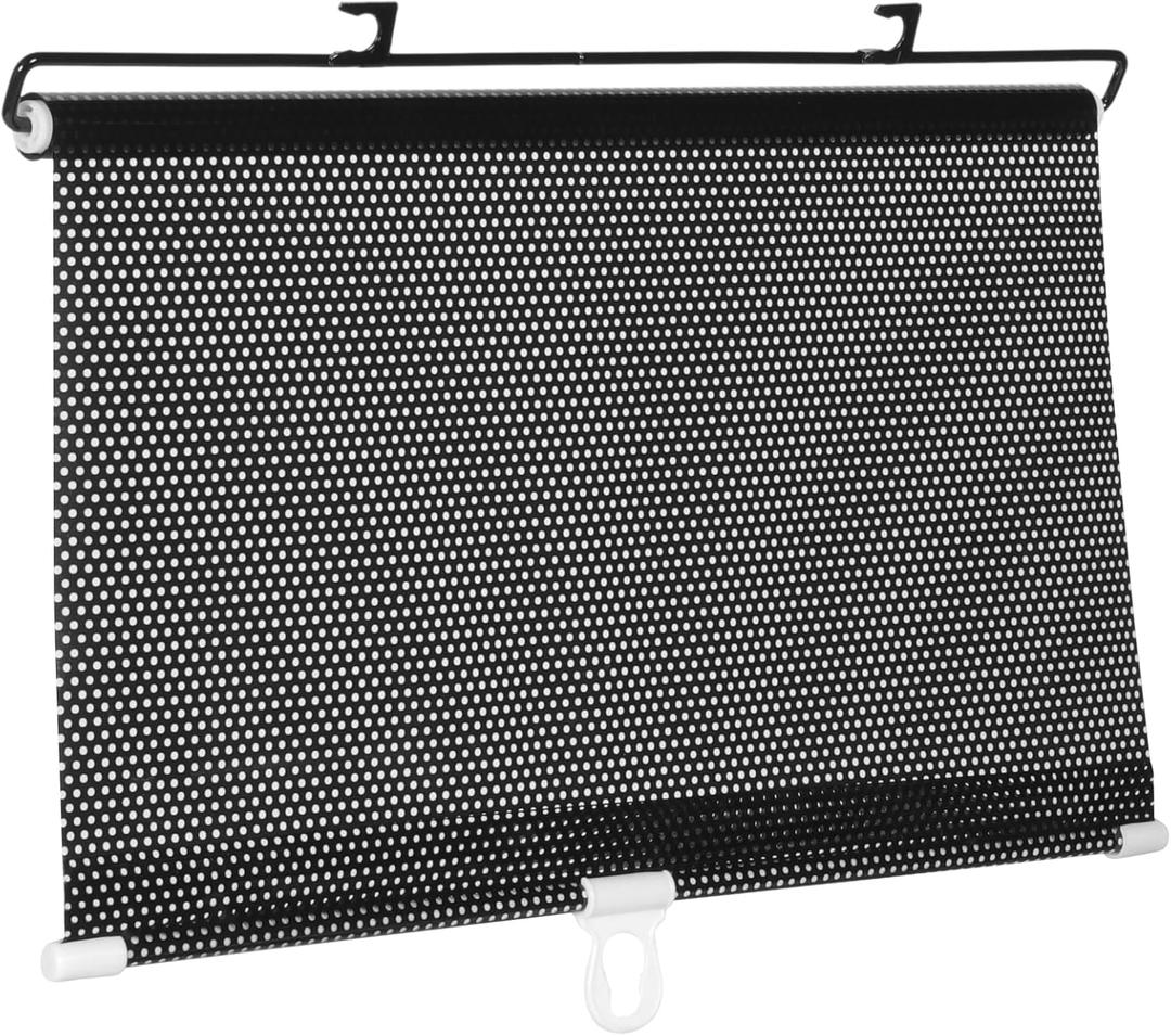 Amosfun Retractable Car Windshield Sunshade - 49x15 Inch Black PVC and Metal Shade Curtain, Heat Insulation, Easy Installation, for Side and Rear Windows (125x40cm)