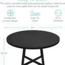 NUTIKAS 47 Inch Round Dining Table for 4, Modern Black Wood Grain Kitchen Table with Cross Metal Legs, Circular Industrial Dinner Table for Small Spaces, Breakfast Nook, Apartment, Office