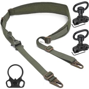 WarBull 2 Point Rifle Sling, QD Swivel Quick Adjust Gun Sling with HK Hook, Soft Shoulder Pad Tactical Rifle Sling for Rifle Shotgun and Crossbow, Hunting and Outdoor Sports