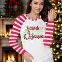 Christmas T Shirt for Women Funny Saying Xmas Tee Shirts Raglan Baseball Long Sleeve Gift Tee Tops (XX-Large)