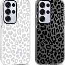 RUMDEY 2 Pack Cute Cheetah Print for Samsung Galaxy S25 Ultra 5G Phone Case 6.8", Luxury Leopard Pattern Clear Girls Women Case Slim Soft TPU Silicone Funda Shockproof Protection Cover