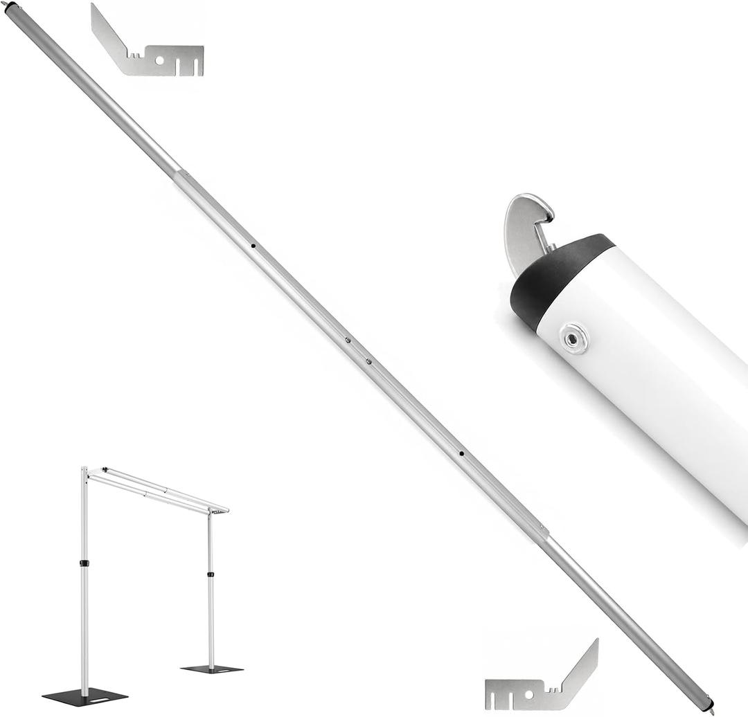 4-10FT Double Crossbar Backdrop Stand Adjustable Cross Bar with Hangers Telescoping Pipe and Drape Crossbars