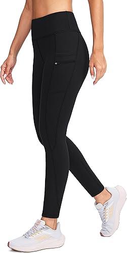 Fleece Lined Leggings Women with Pockets - High Waisted Winter Thermal Yoga Pants (Small, Black)