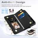 Vofolen for iPhone 17 Pro Case Wallet with Card Holder RFID Blocking Crossbody Strap Leather Flip Heavy Duty Drop Protective with Magnetic Clasp Zipper Pocket Metal Ring Wrist Strap Phone Case-Black