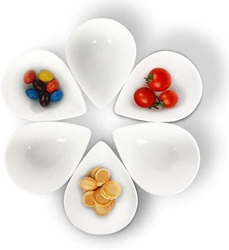 Keponbee Ceramic Dip/Dipping Bowls Set Small White Porcelain Soy Sauce Dish/Bowls Set of 6 - Good for Dessert, Cereal,Ketchup, Soy Sauce, BBQ and Other Party Dinner, 5 oz/pc