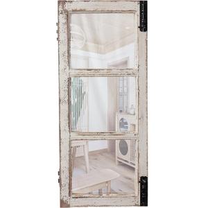 Farmhouse Wood Frame Window Mirror 14" x 33", Distressed White