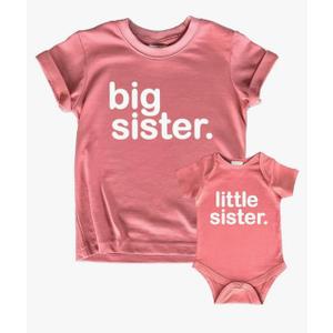 big sister little sister matching outfits shirts set baby toddler newborn girls Size: Kid (5T) / Baby (3-6M)