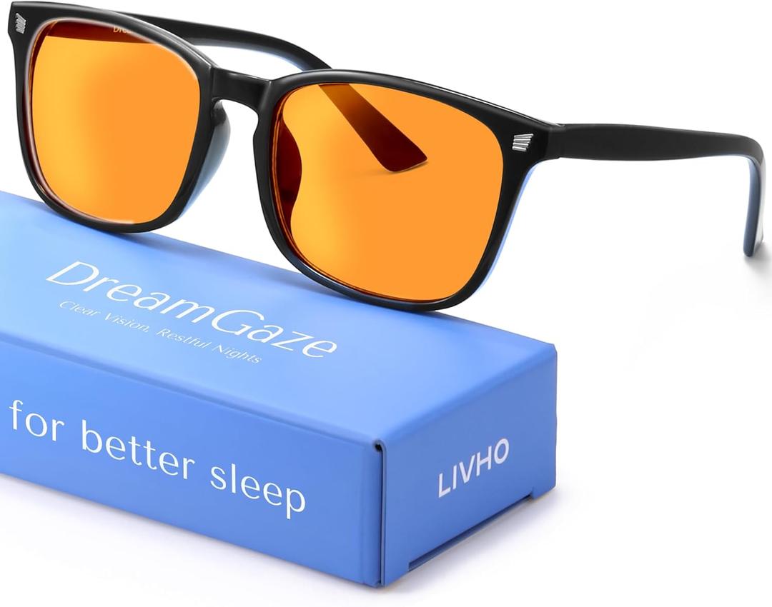 livho Gaming Blue Light Blocking Glasses for Better Sleep, Premium Night Driving, Computer Blockers for Man & Woman (Black)