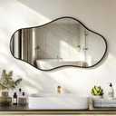 Irregular Wall Mirror, 20"x36" Asymmetrical Mirror with Metal Frame, Decorative Wall Mirror for Entryway Bathroom Living Room Bedroom, Horizontal or Vertical Hanging