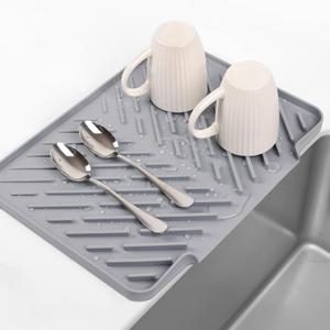 Silicone Dish Drying Mats for Kitchen Counter, 15.7" x 12.2" Non-Slip Rubber Dish Drain Boards Dryer Pad