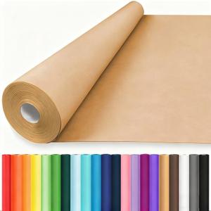 Vanhench 36"x 2520" (210') Brown Wrapping Paper Roll for Bulletin Board Paper, Kraft Paper, Craft Paper, Art Craft Bouquet Flower Table Covering Poster Packing Shipping Moving Supplies, 70GSM 50LB