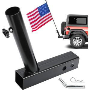 Hitch Flag Pole Holder, Flagpole Hitch Mount Universal, Angled Flag Pole Holder, Fit for 2 inch Hitch Receiver, Compatible with Trailer Truck Jeep RV Pickup