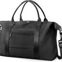 Travel Duffle Bag, Waterproof Weekender Bag Carry On Tote Bags for Women, Travel Essentials Sport Gym Bag for Men, Hospital Bag for Labor and Delivery, Overnight Bag Luggage Bag with Trolley Sleeve (02 Dark Black)