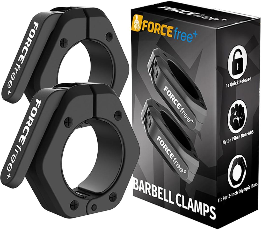 Barbell Clips (Pair), Barbell Clamps, Quick Release Olympic Barbell Clamps with Anti Slip TPR Grip, Barbell Collars for Secure Weightlifting & Powerlifting (BLACK)