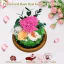 Mothers Day Flowers Gifts for Mom,Preserved Rose Carnation Flowers Gifts for Women, Real Flowers Bouquet in Glass Dome with Light, Birthday Gifts for Mom Wife Mothers Day Anniversary