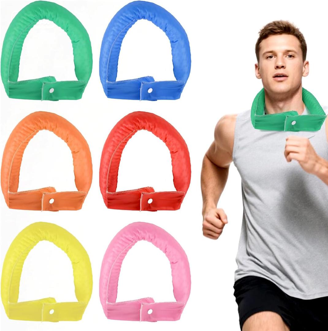 6pcs Cooling Neck Wraps, Cooling Bandana with Button Neck Cooler Ice Scarf for Women Men Summer Cycling Outdoor Must-Have Gift Sport Activities