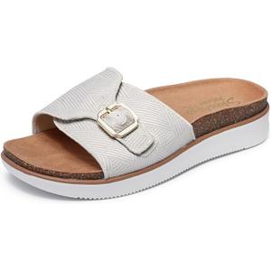 Skechers Women's Lifted Comfort-Restless Wave Slide Sandal, Off White, 6