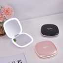 Mocado Compact LED Magnifying Travel Makeup-Mirror - 4 inches 1X/10X Magnification Small Hand Pocket Dimmable Double Sided USB Rechargeable Touch Screen, Portable Tabletop Cosmetic (White)