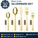 Hammered Silverware Set, 30 Pieces Flatware Set Service for 6, Mirror Polished Cutlery Utensil Set Include Fork Knife Spoon Set Dishwasher Safe, Premium Stainless Steel (Gold-30)