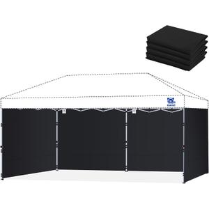 Fanpat 10x20ft Canopy Sidewalls fit 10x20ft Pop Up Tent, Waterproof 99% UV Protection Privacy Enclosure for Outdoor Events and Party, Black (4Pcs Sidewalls Only, Frame and Top Not Included)