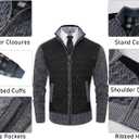 Msmsse Men's Full Zip Cardigan Sweater for Men Causal Thick Slim Fit Knitted Sweaters Jacket (Black, XL)