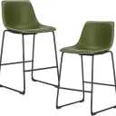 DUMOS Bar Stools Set of 2, Faux Leather Counter Height Bar Chairs for Pub