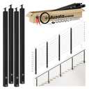 Muzata 12-16FT Modular Black Side Mount Cable Railing Kit 36 Inch 4 Stair Post Kit Complete Set Cable Railing System for Stairs Length Adjustable Easy DIY with Paper User Guide (No Handrail) RW29, 12-16ft Stair post kit