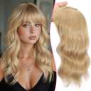 TYQ Hair Toppers for Women with Thinning Hair 18 Inch 360° 3D Synthetic Toppers Hair Pieces Curly Wavy Wispy Clip in Bangs(Dark Root to Blonde)