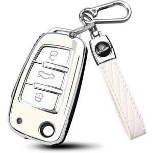 for Audi Key Fob Cover Compatible with A1 A3 Q3 Q7 R8 A6L TT 3 Button Flip Key Shell Case
