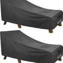 ULTCOVER Waterproof Patio Lounge Chair Cover Heavy Duty Outdoor Chaise Lounge Covers 2 Pack - 80L x 28W x 30H inch, Black