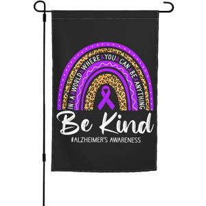 Wear Purple Alzheimer's Awareness Month Garden Flag 1218in Inch House Double Sided Flag Decorations For Outside Yard Home (Black)