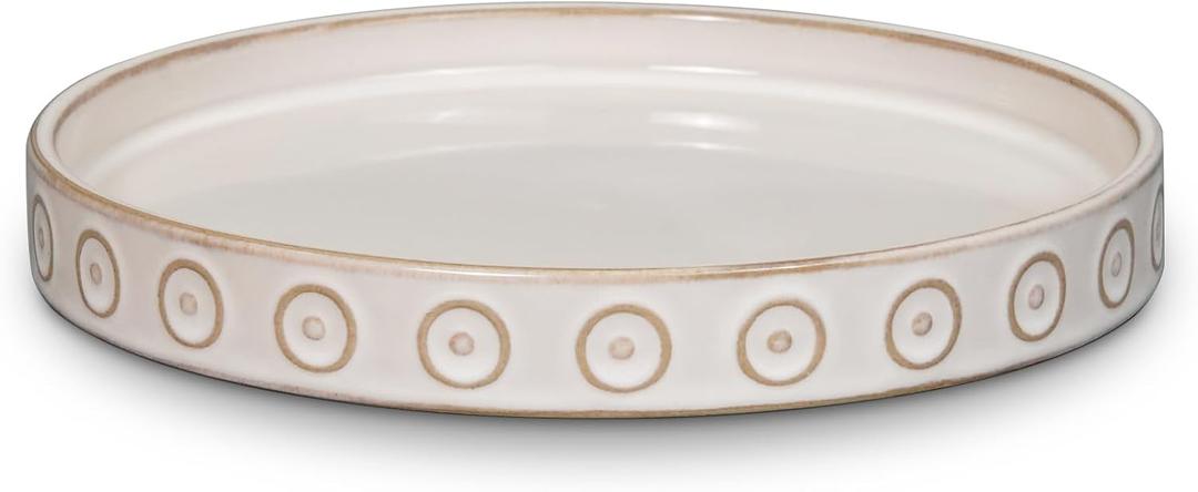 Plant Drip Tray - Ceramic Plant Saucer for Outdoors 9.3 Inch Plant Tray for Indoors No Holes Plant Pot Saucer Plant Dishes to Catch Water Round Plant Drainage Trays, Cream White