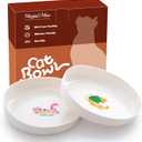 No-Spill Cat Bowls with Non-Slip Silicone Base  Wide & Shallow Dishes for Whisker Fatigue  Food & Water Bowls for Cats & Small Dogs (2-Pack)