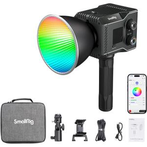 SmallRig RC 60C RGB LED Video Light, 3400mAh Battery 45min Runtime, APP Control, Potable Palm-Sized Continuous Output Lighting 2500-10000K, for Photography/Video/Studio, Powerbank Clamp Edition