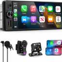 Single Din Radio - Car Stereo with Wireless Apple CarPlay and Android Auto, 6.5” InCell Touchscreen with HD Backup Camera, Mirror Link, Bluetooth 5.2 GPS FM USB & Type-C Fast Charging EQ SWC